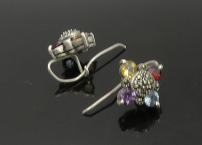 925 Sterling Silver Vintage Amethyst Citrine & Multi Stone Drop Earrings EG11142