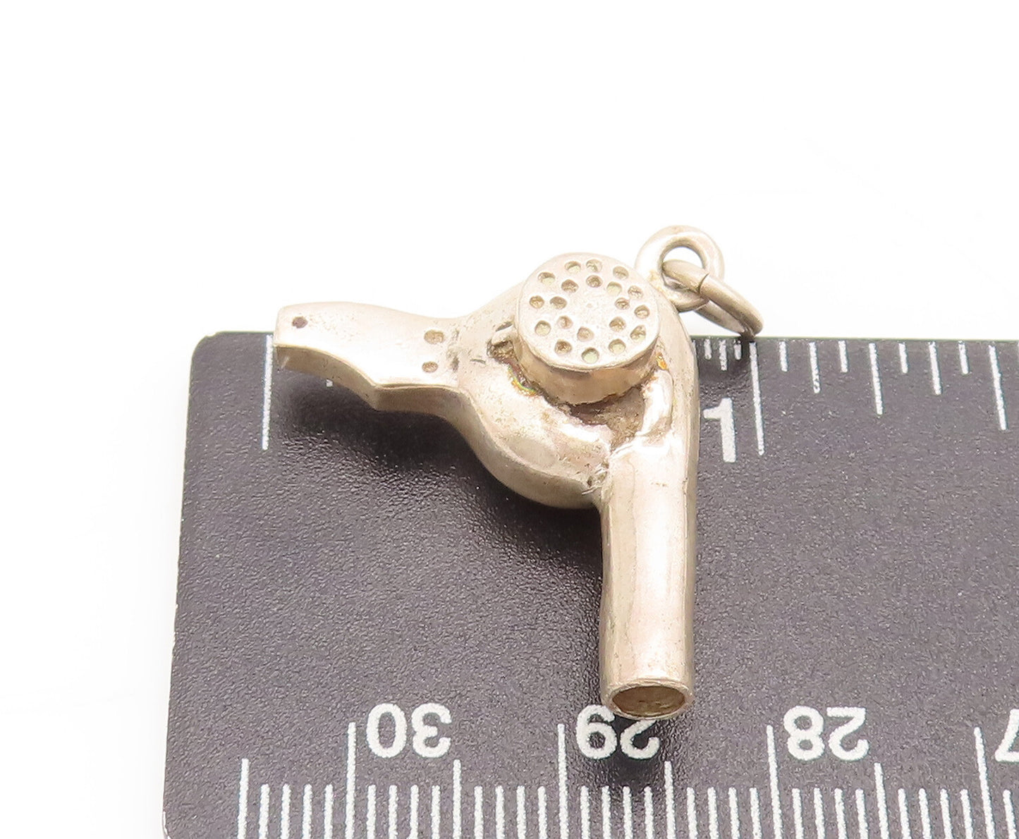 925 Sterling Silver  Vintage Carved Hair Blow Dryer Charm Pendant  PT22337