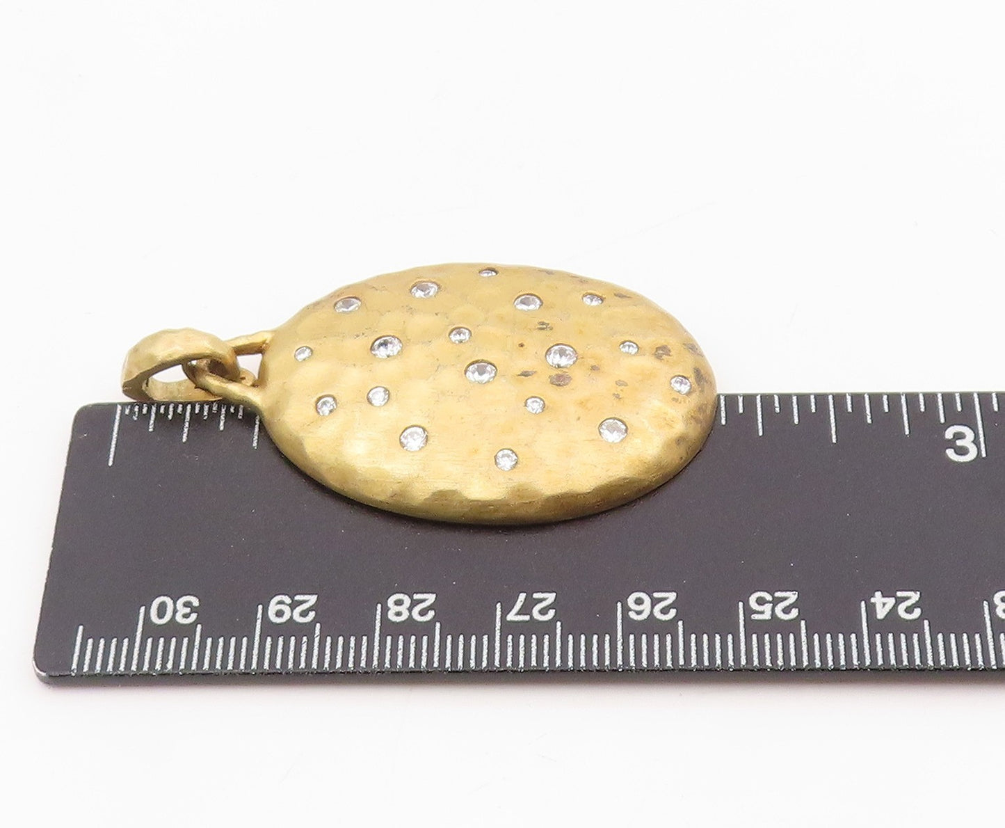 925 Sterling Silver Vintage Pendant Gold Plated Round CZ Inset Medal  PT25553