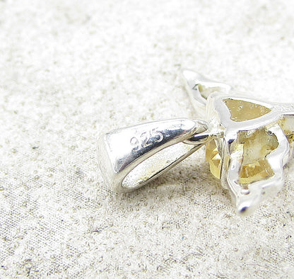 925 Sterling Silver  Faceted Citrine Love Heart Cross Drop Pendant  PT1124