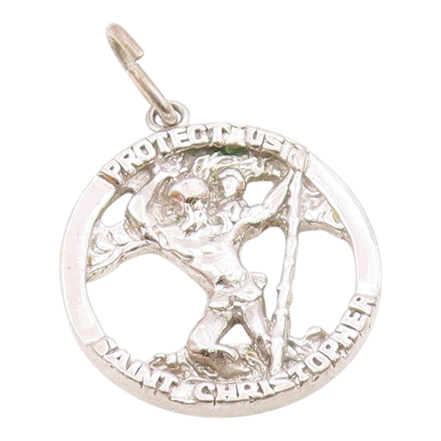 LAMODE 925 Silver  Vintage St. Christopher Protection Prayer Pendant  PT18435