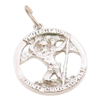 LAMODE 925 Silver  Vintage St. Christopher Protection Prayer Pendant  PT18435