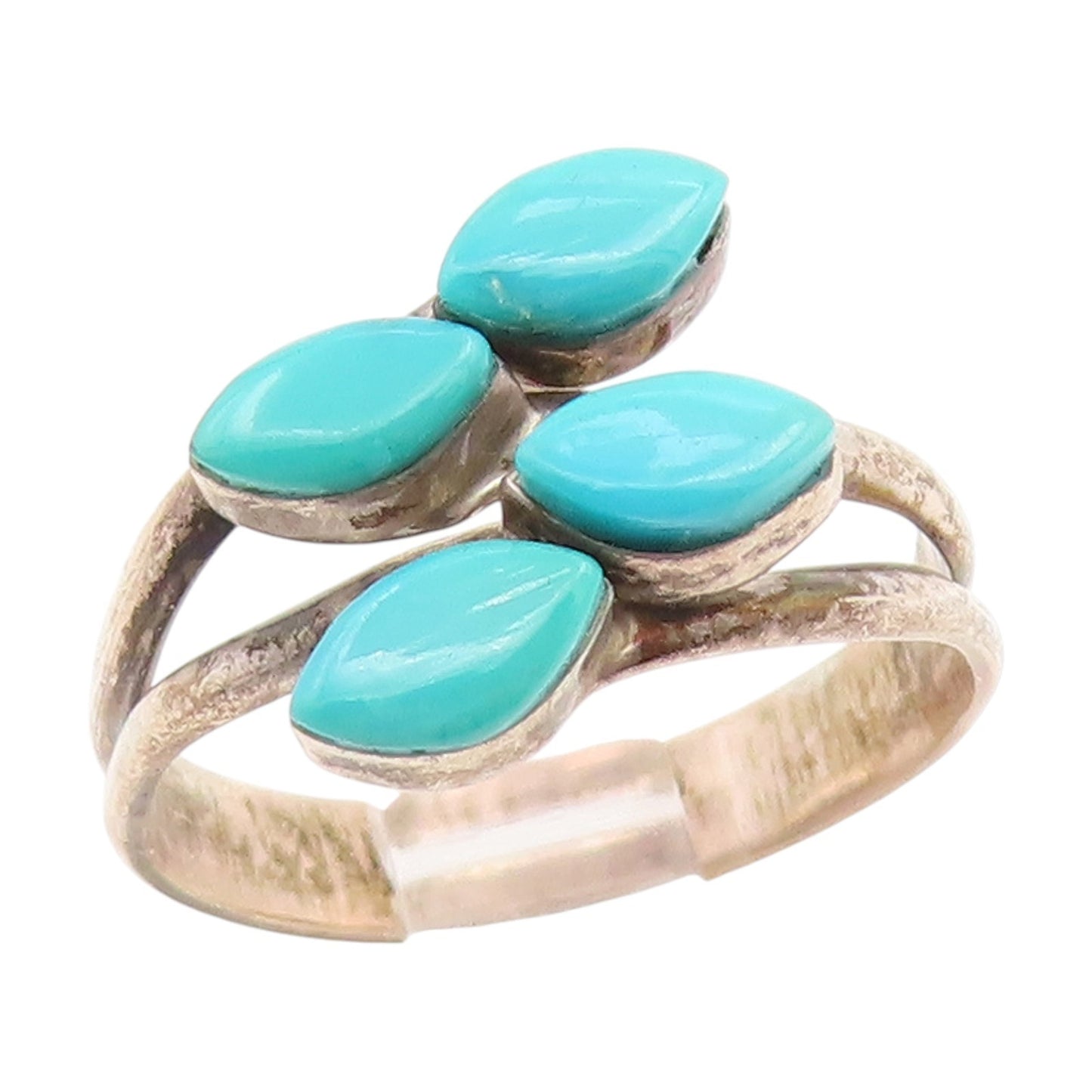 925 Sterling Silver Vintage Ring Marquise Shape Turquoise Bypass  Sz 6  RG34873