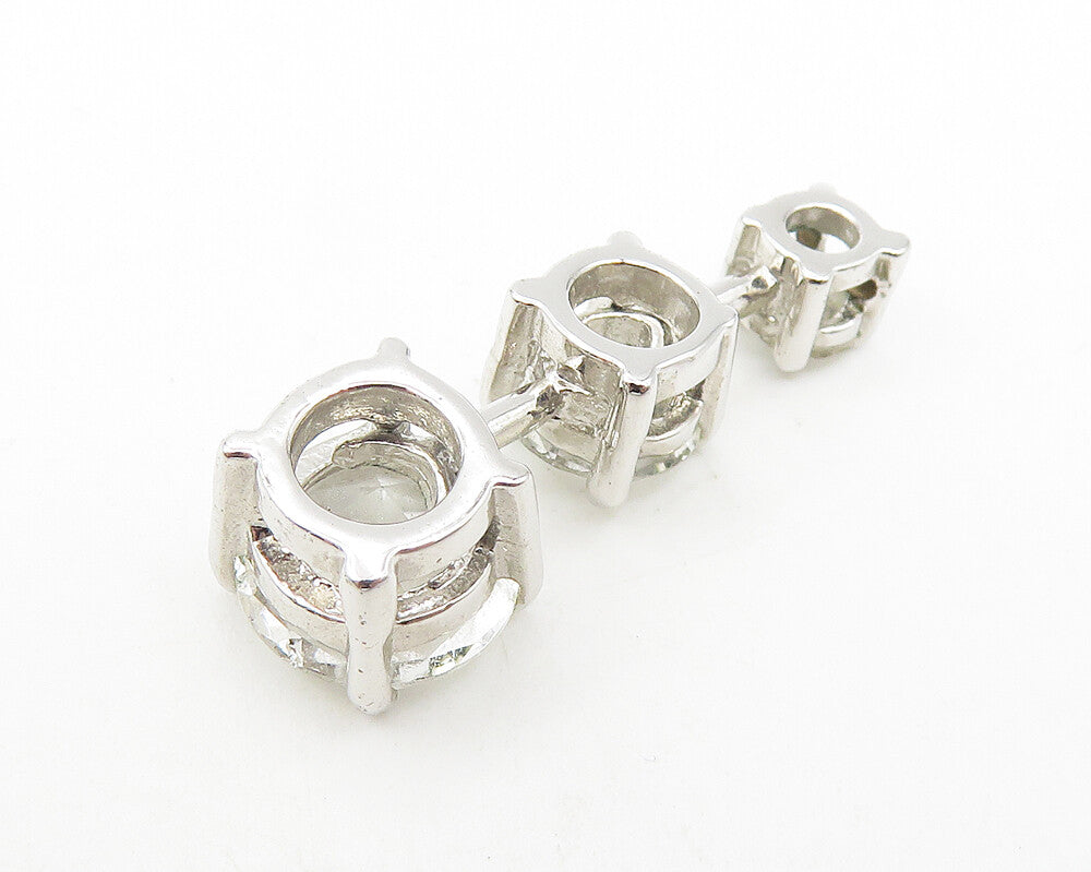 925 Sterling Silver  Vintage Prong Set Graduated Topaz Vertical Pendant PT9317