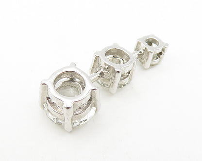 925 Sterling Silver  Vintage Prong Set Graduated Topaz Vertical Pendant PT9317