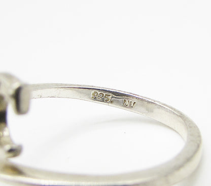 925 Silver  Cubic Zirconia C Initial Love Bypass Band Ring Sz 6.5  RG3128