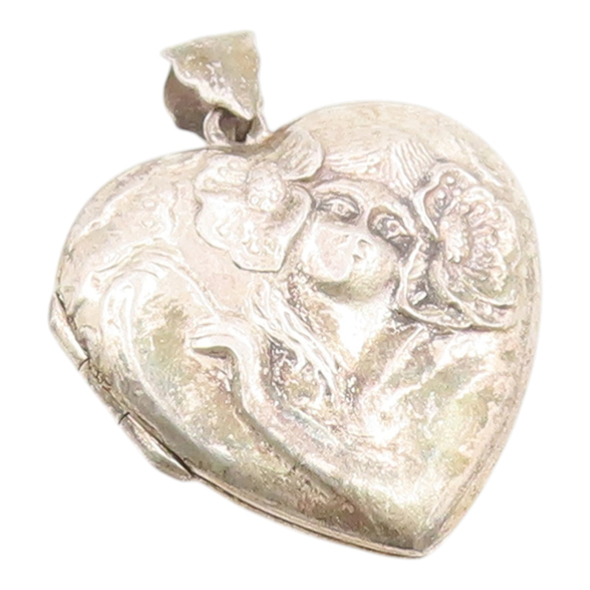 925 Sterling Silver Vintage Pendant Art Nouveau Style Love Heart OPENS  PT26283