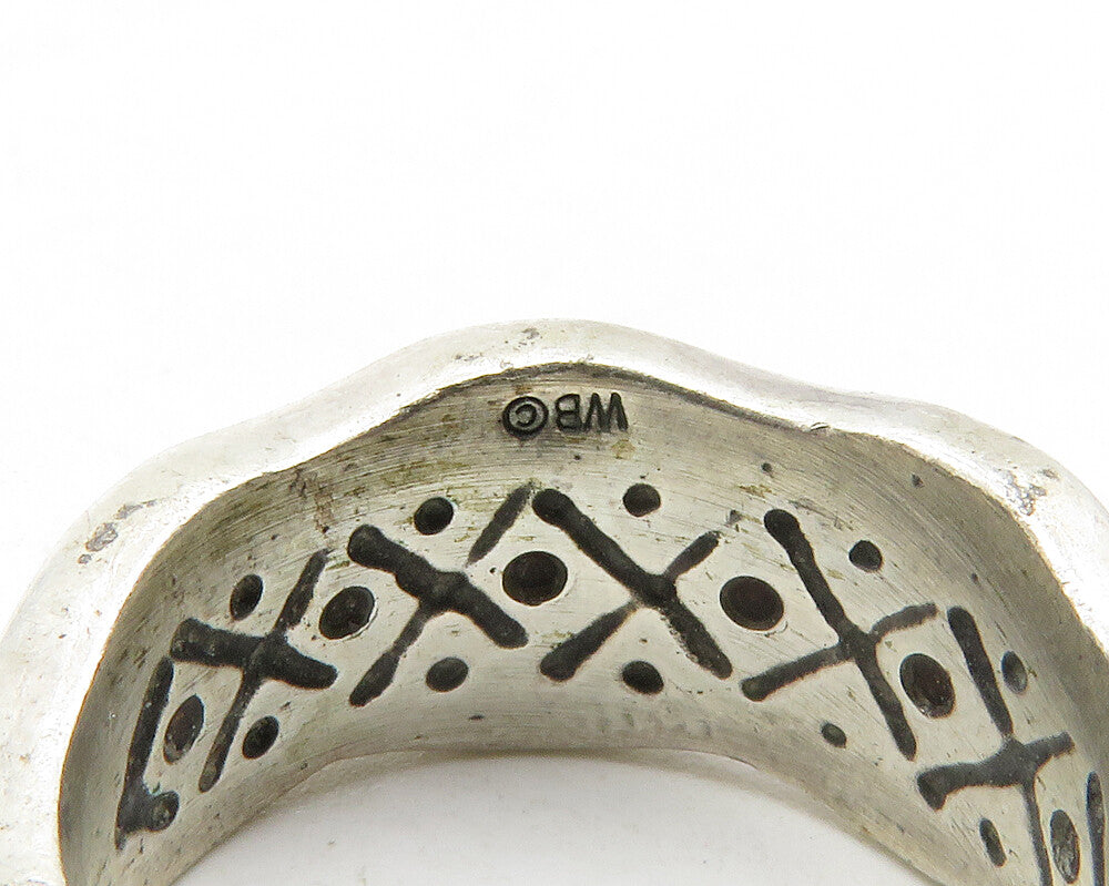 WARNER BROTHERS 925 Silver  Vintage Topaz X Pattern Band Ring Sz 7  RG13700