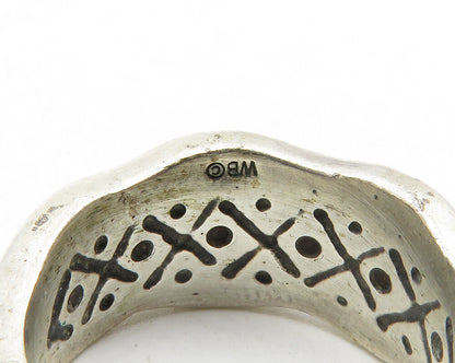 WARNER BROTHERS 925 Silver  Vintage Topaz X Pattern Band Ring Sz 7  RG13700