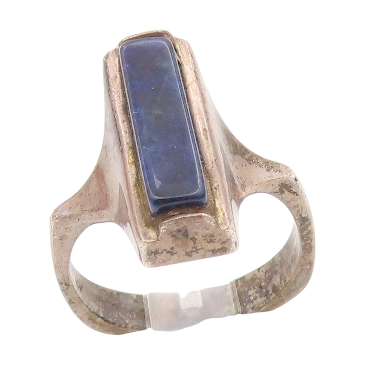 925 Sterling Silver Vintage Ring Rectangular Lapis Lazuli  Band  Sz 7  RG34423