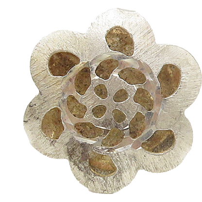 IBB 925 Silver  Vintage Shiny Cutout Flower Motif Statement Ring Sz 9  RG17026
