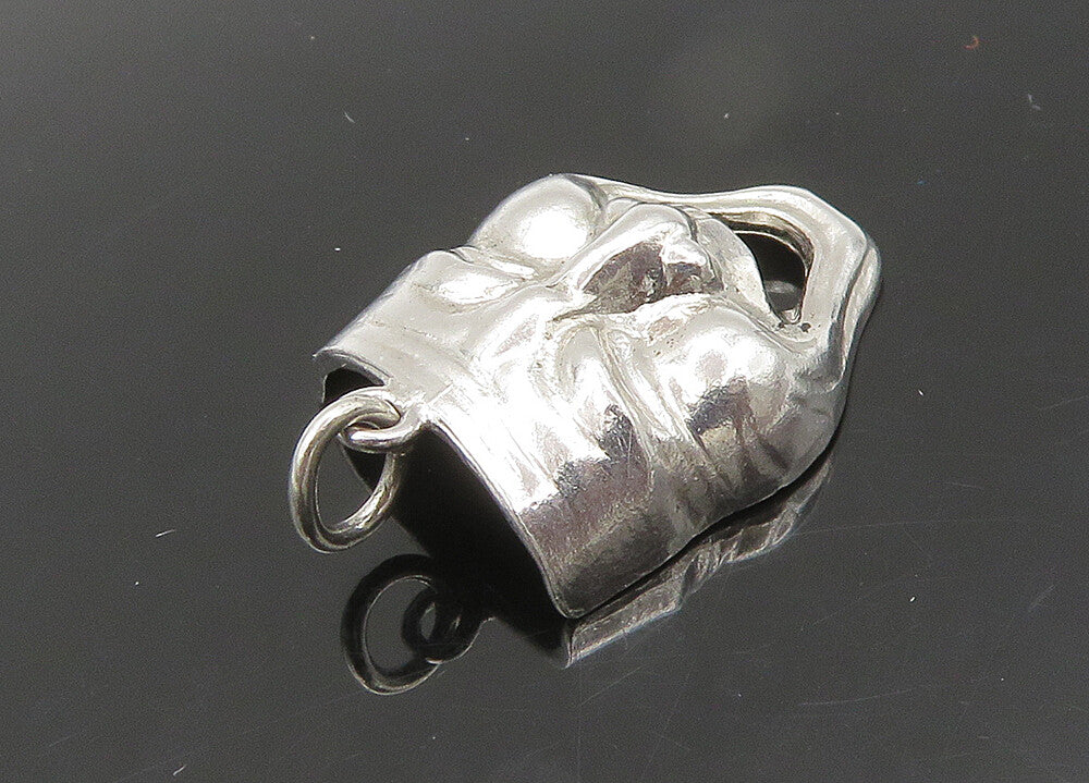 925 Sterling Silver  Vintage Shiny Comedy Theater Mask Pendant  PT17673