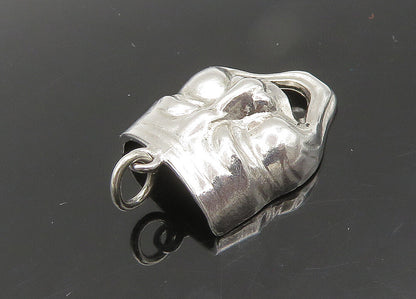 925 Sterling Silver  Vintage Shiny Comedy Theater Mask Pendant  PT17673