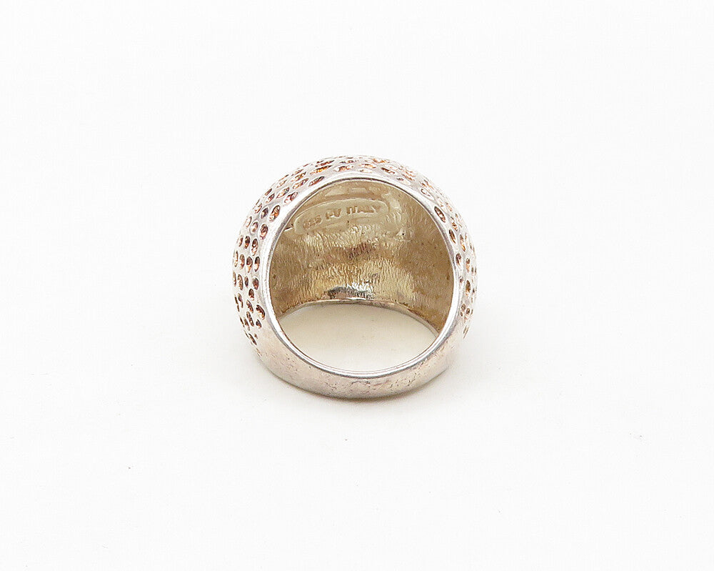 925 Sterling Silver  Vintage Shiny Dotted Dome Band Ring Sz 7  RG17425