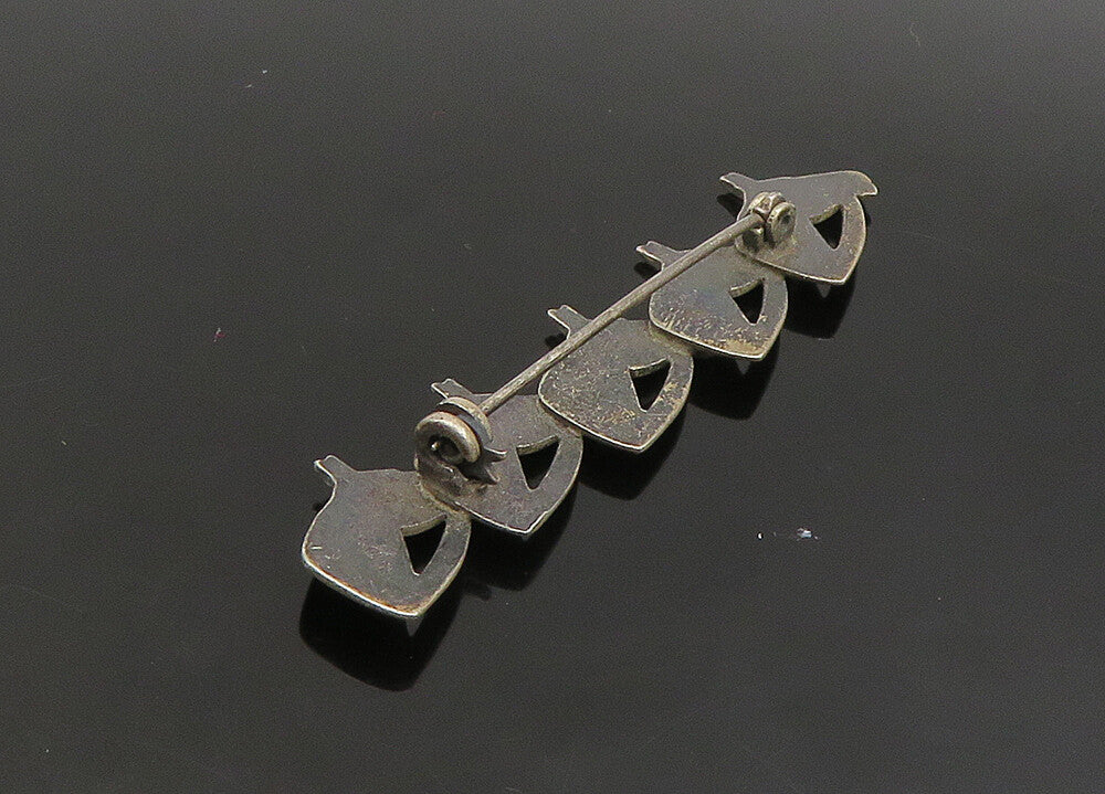 925 Sterling Silver  Vintage Oxidized Horse's Heads Brooch Pin  BP9081