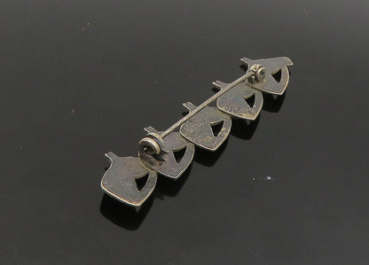 925 Sterling Silver  Vintage Oxidized Horse's Heads Brooch Pin  BP9081