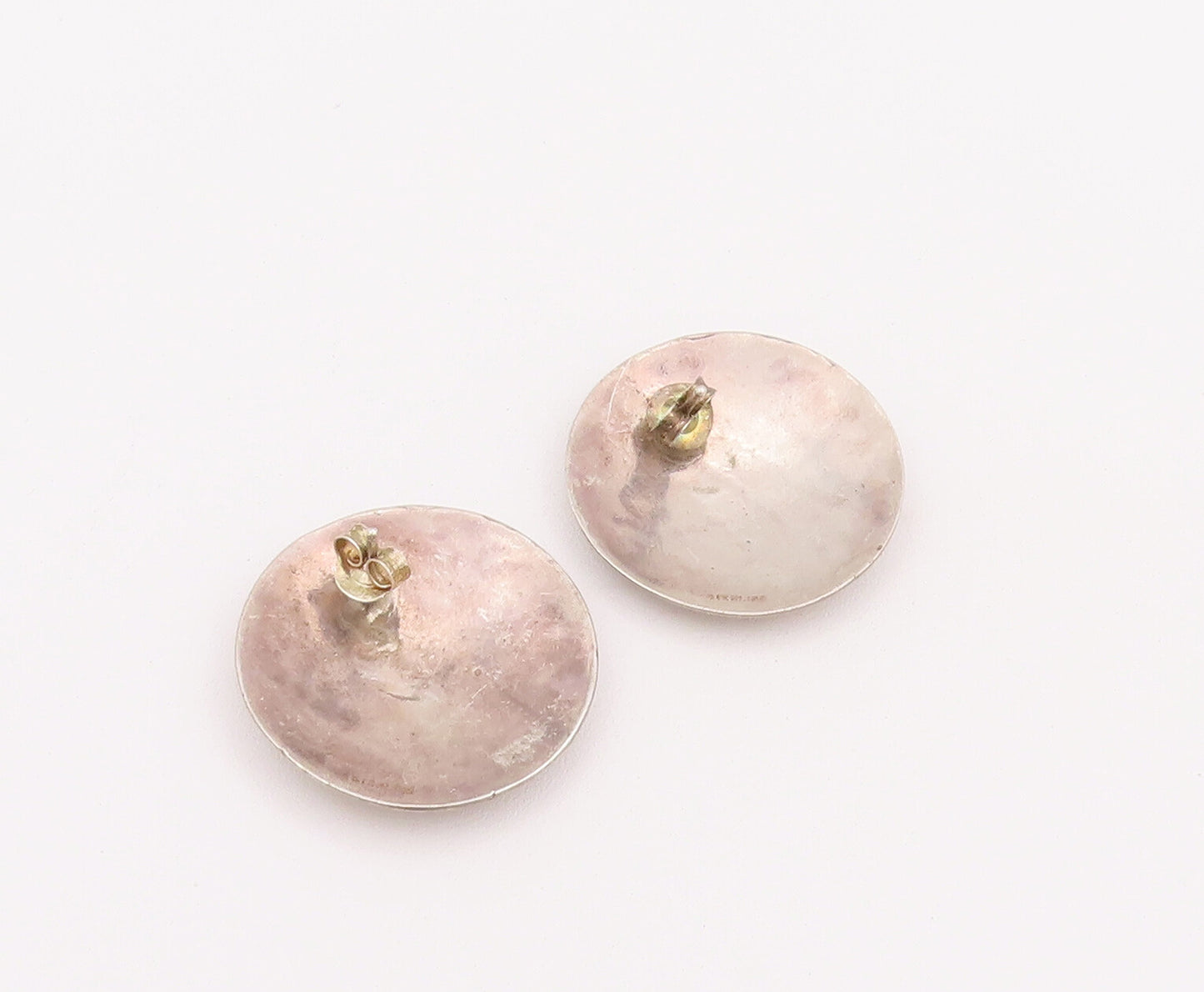 925 Sterling Silver Vintage Earrings Minimalist Round Grooved Lines  EG12919