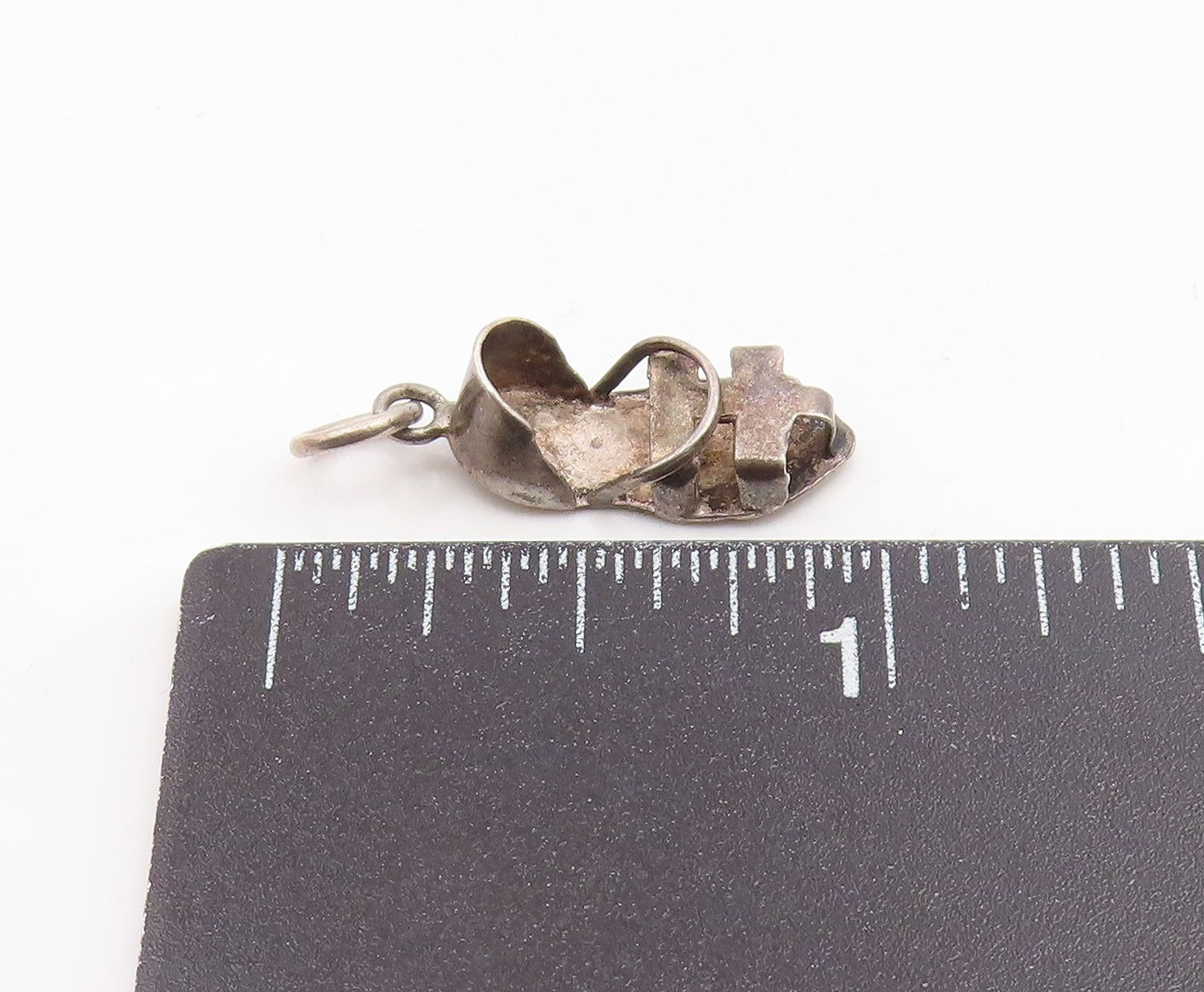 925 Sterling Silver  Vintage Dark Tone Petite Sandal Shoe Pendant  PT17900
