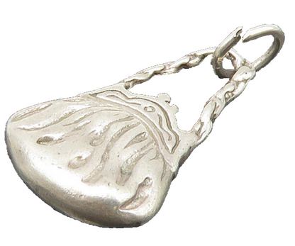 925 Sterling Silver  Vintage Shiny Petite Hand Bag Purse Pendant  PT17967