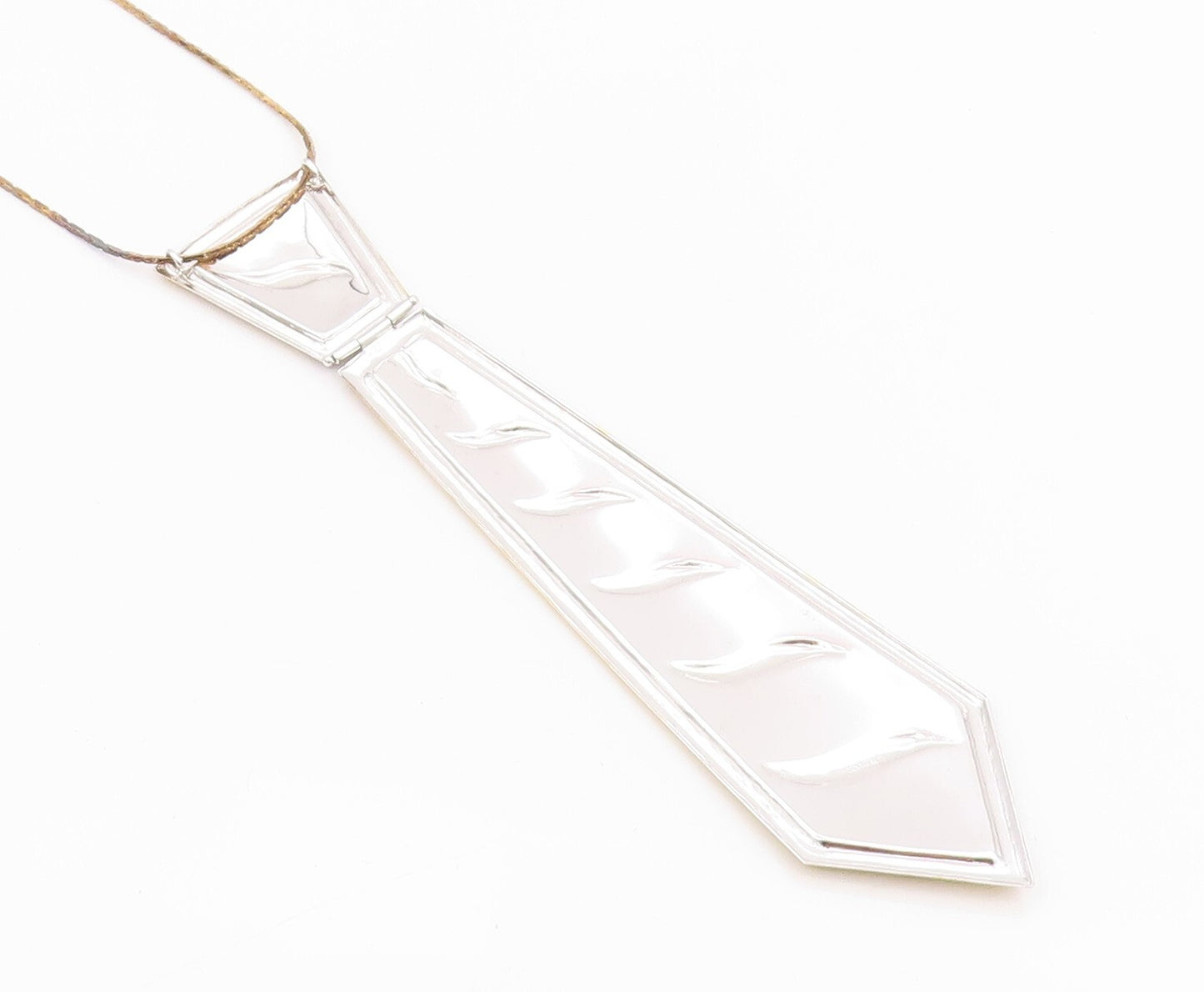 925 Sterling Silver Vintage Necklace Gold Plated Designer Tie Design Cut  NE4433