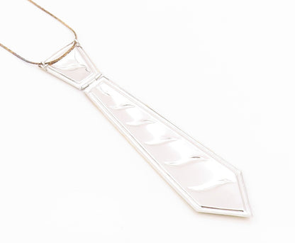 925 Sterling Silver Vintage Necklace Gold Plated Designer Tie Design Cut  NE4433