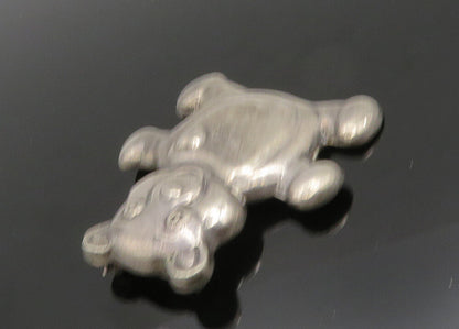 925 Sterling Silver  Vintage Dark Tone Teddy Bear Brooch Pin  BP7807