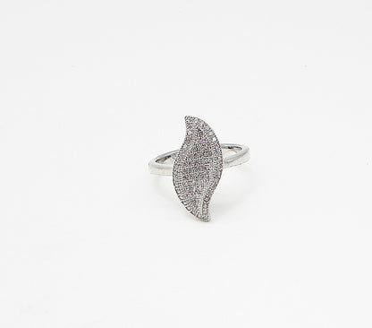 925 Sterling Silver  White Cubic Zirconia Leaf Cluster Ring Sz 8  RG3252