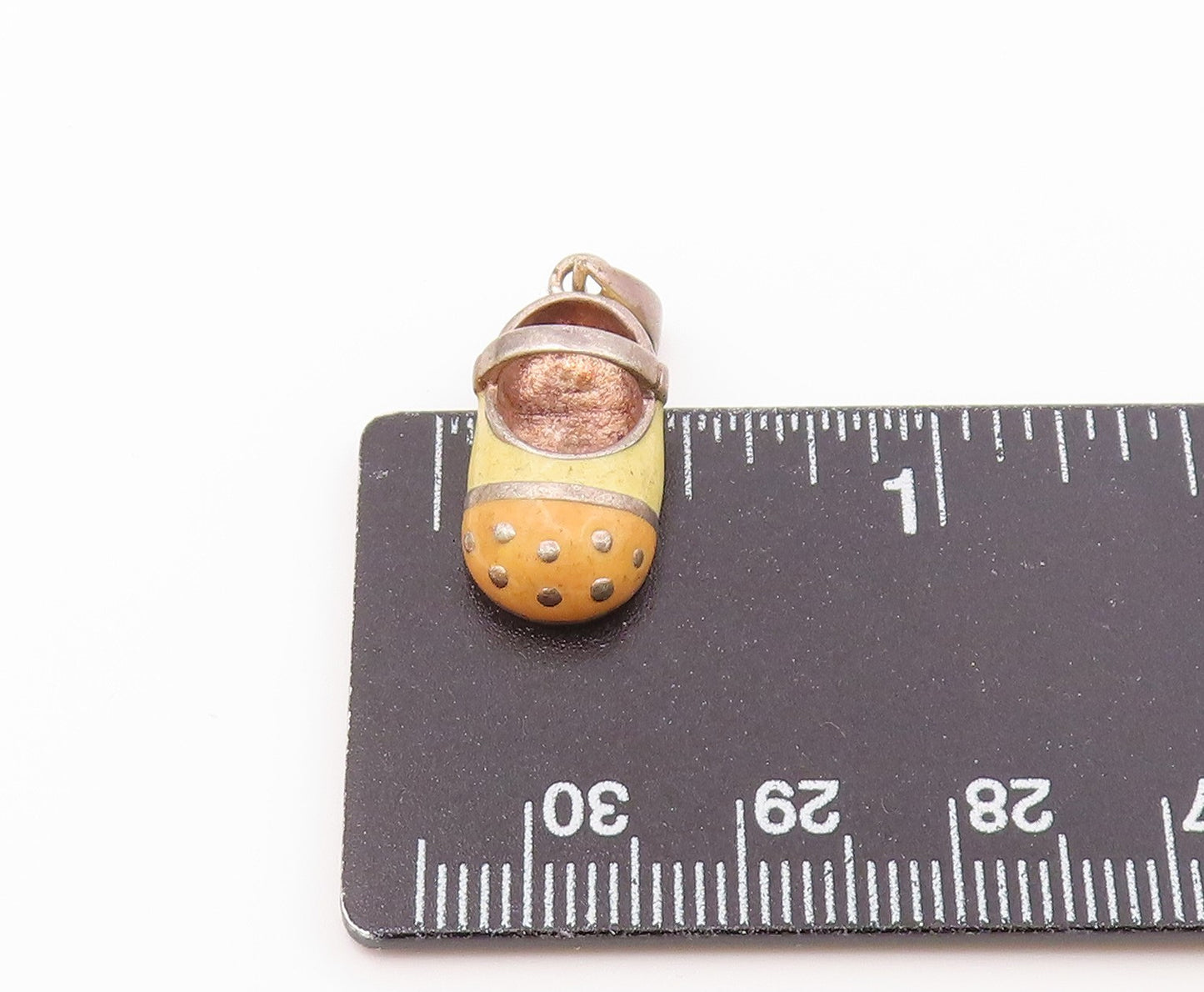 925 Sterling Silver  Vintage Enamel Mary Jane Shoe Slipper Pendant  PT18465