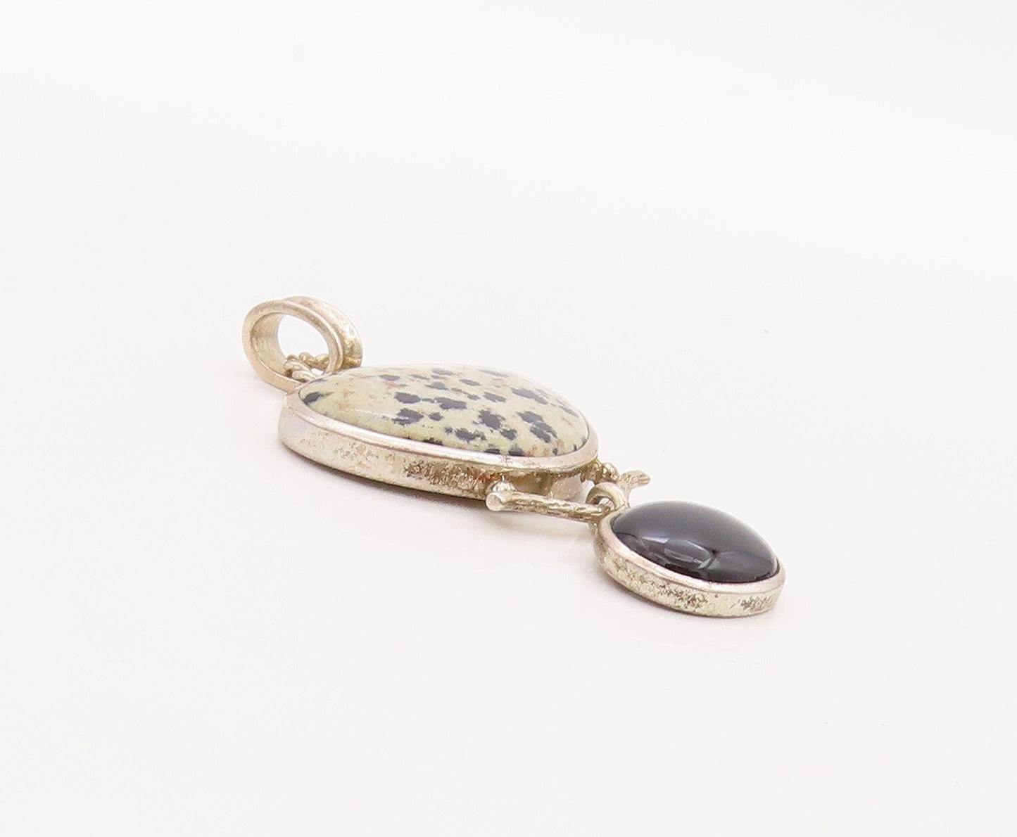 925 Sterling Silver Vintage Pendant WHITNEY KELLY Onyx And Marble  PT23543