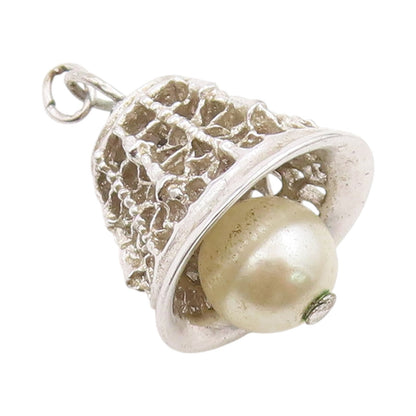 925 Sterling Silver Vintage Pendant Pearl In Filigree Judy Bell Jingles  PT24958