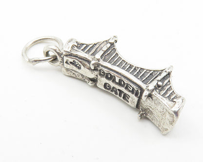 925 Sterling Silver  Vintage Petite Golden Gate Bridge Drop Pendant  PT8482