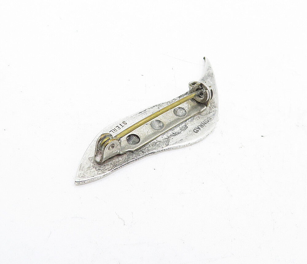 CONRAD 925 Sterling Silver  Vintage Shiny Smooth Minimalist Brooch Pin  BP2054