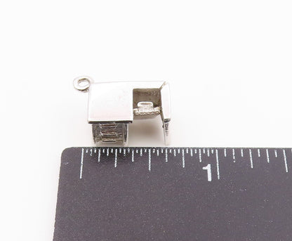 925 Sterling Silver  Vintage Office Desk With Computer Charm Pendant  PT21731
