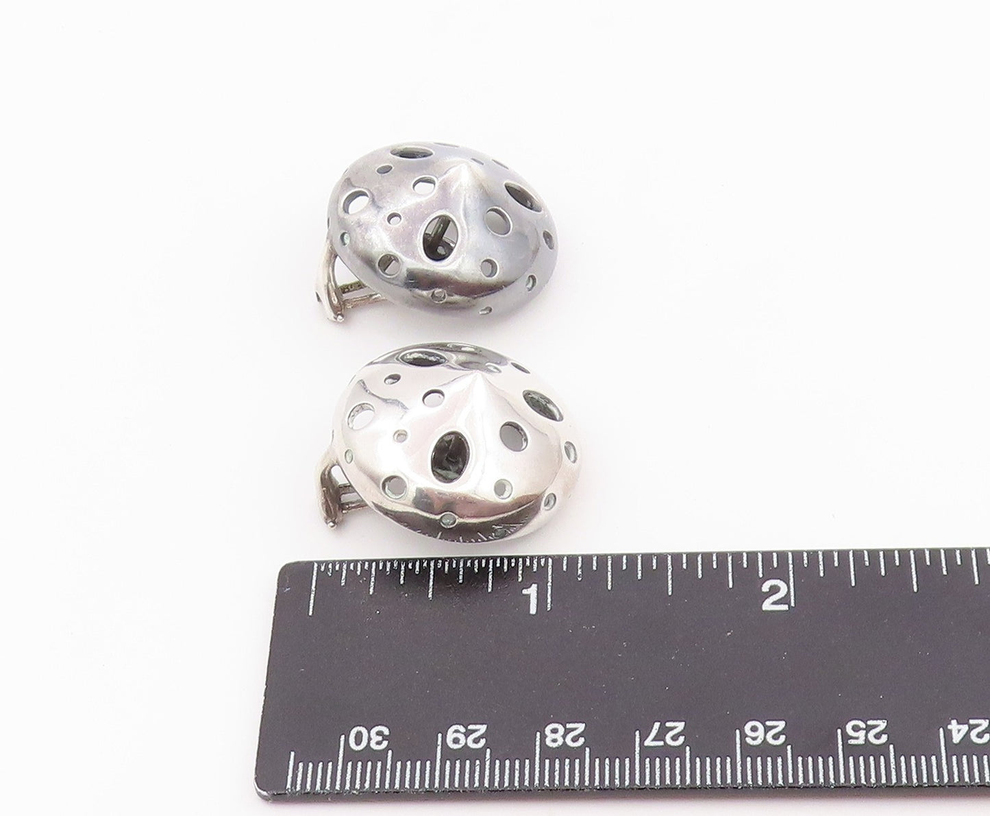 925 Sterling Silver Vintage Earrings PEDRO BOREGAARD Classic Cutout Dome EG14467