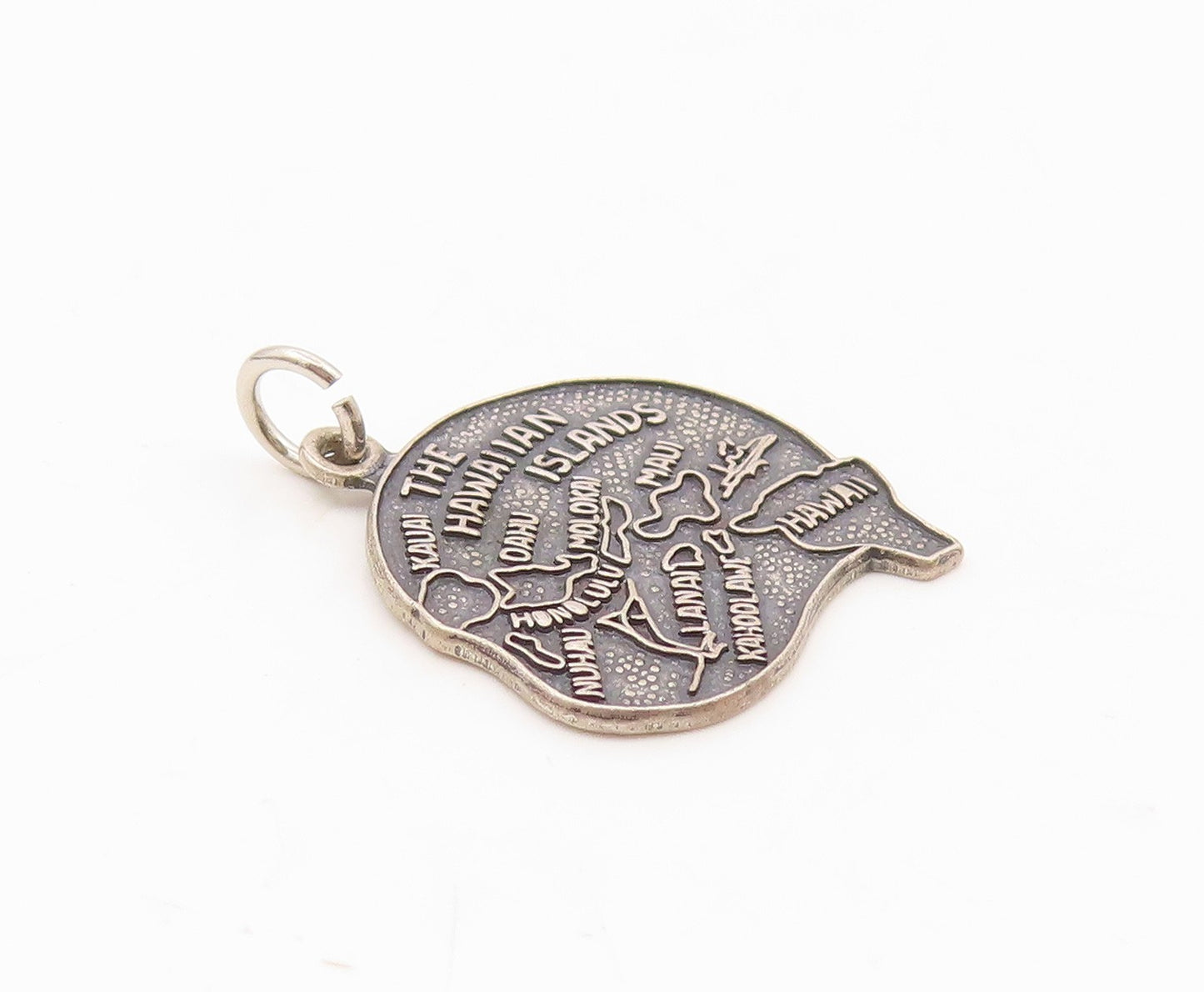 925 Sterling Silver  Vintage The Hawaiian Islands Souvenir Pendant  PT21366