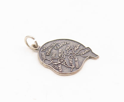 925 Sterling Silver  Vintage The Hawaiian Islands Souvenir Pendant  PT21366