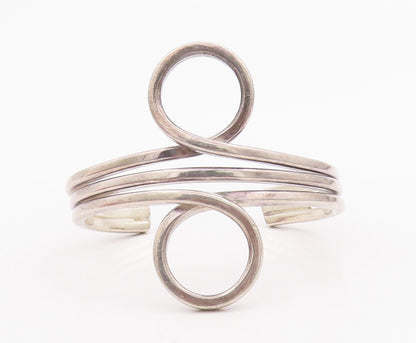 925 Sterling Silver Vintage Bracelet MEXICO Cutout Swirled Loop Cuff  BT10350