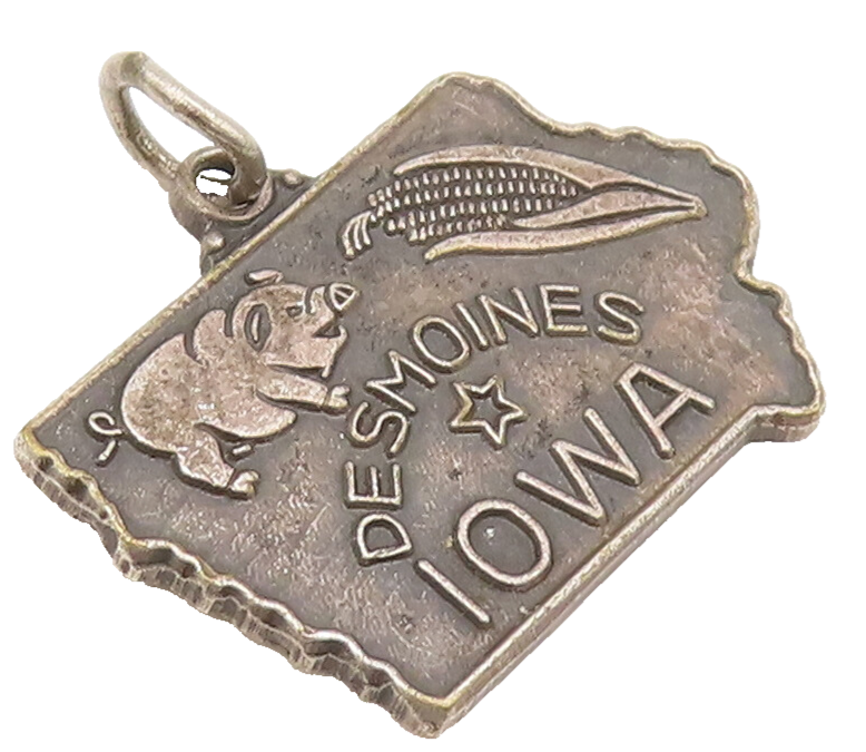 925 Sterling Silver Vintage Pendant IOWA Souvenir Carved From The Monks  PT22584