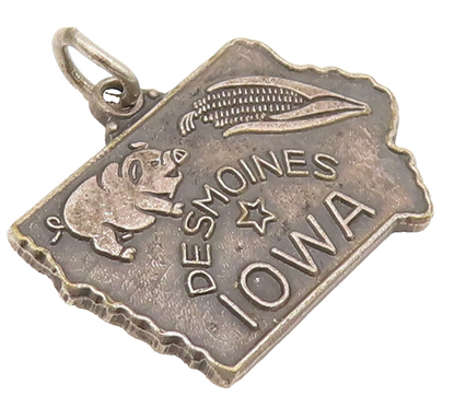 925 Sterling Silver Vintage Pendant IOWA Souvenir Carved From The Monks  PT22584