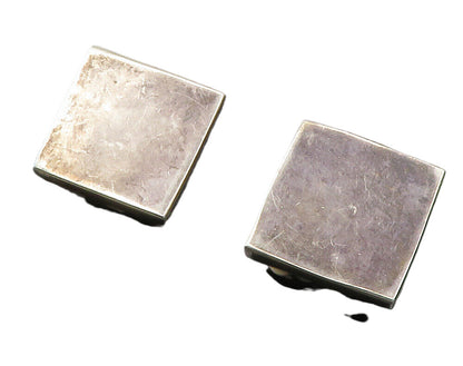 MEXICO 925 Silver  Vintage Minimalist Square Non Pierce Drop Earrings  EG7648