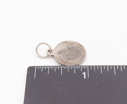 925 Silver  Vintage Antique Two Sided Pope Joannes Paulus II Pendant  PT21280