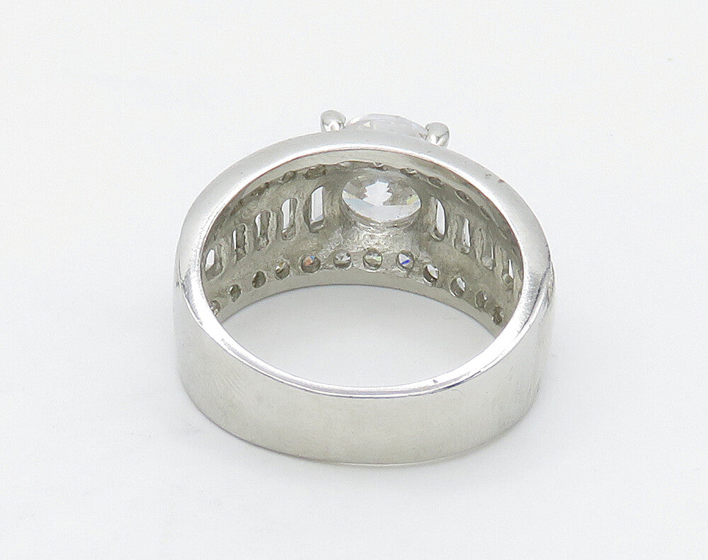 925 Sterling Silver  Sparkling Cubic Zirconia Band Ring Sz 8.5  RG16189