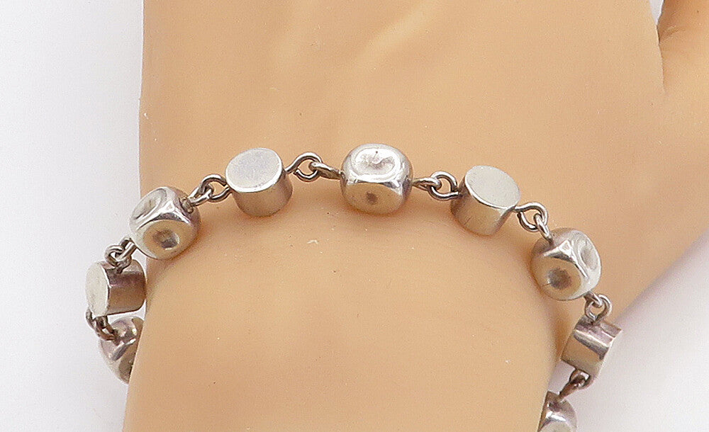 BRENDA SCHOCHFELD 925 Sterling Silver  Vintage Beaded Chain Bracelet  BT3048