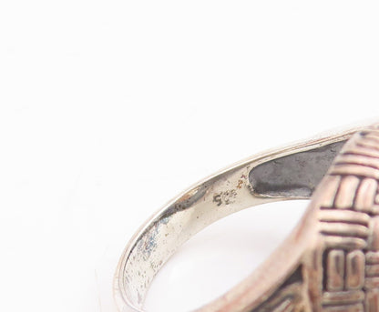 925 Sterling Silver Vintage Ring Woven Design Etched Citrine  Sz 8.5  RG29190