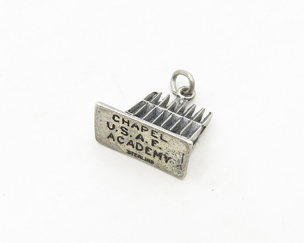 925 Sterling Silver  Vintage Oxidized Chapel U.S.A.F Academy Pendant  PT15242