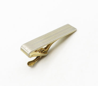925 Sterling Silver  Vintage Shiny Etched Detail Square Tie Clip  TR2200