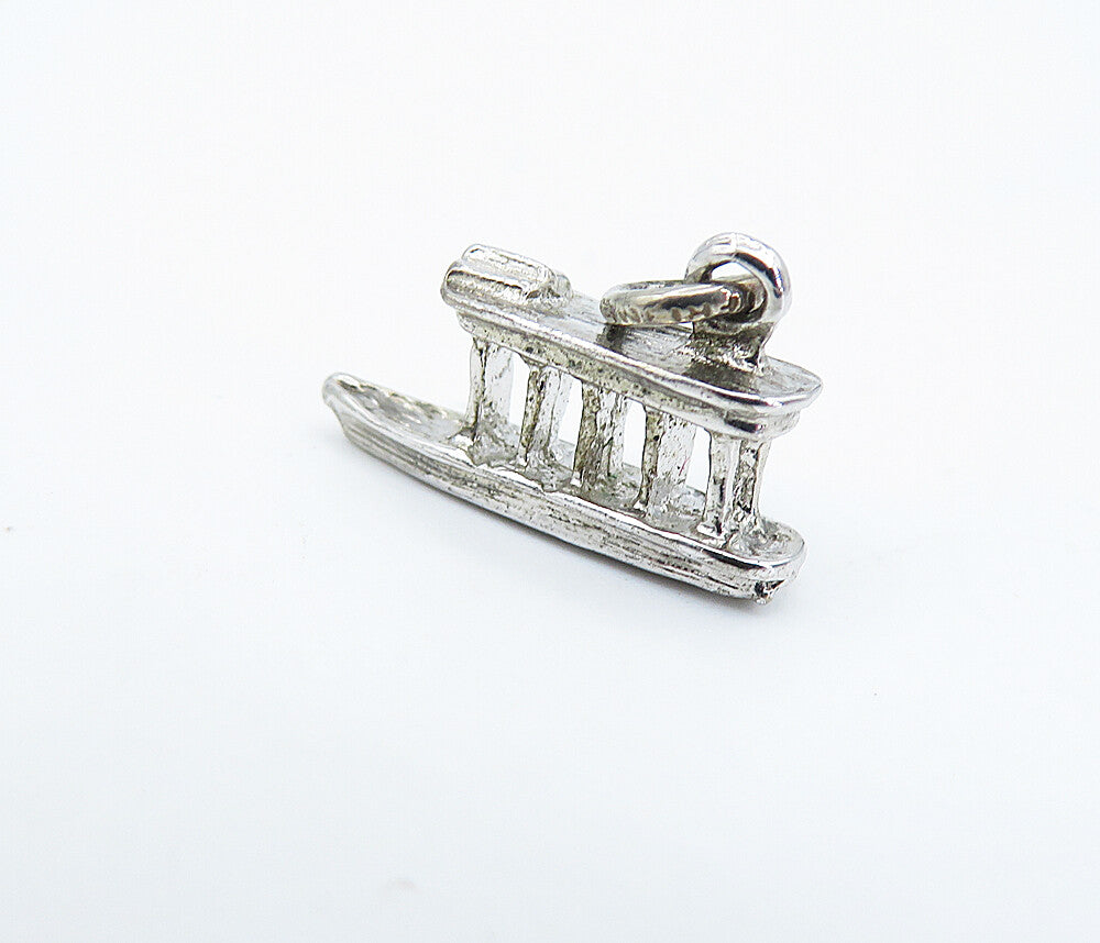 925 Sterling Silver  Vintage Shiny Petite Ferry Boat Drop Pendant  PT4929