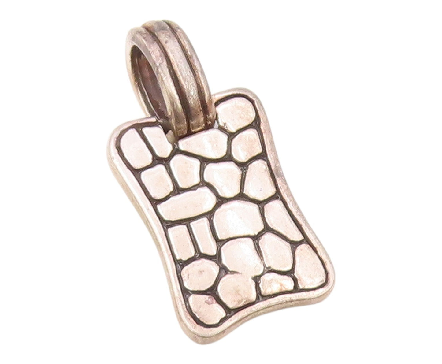 925 Sterling Silver  Vintage Shiny Cobble Stone Pattern Pendant  PT19806
