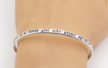 925 Sterling Silver  Vintage Stamped Daughter Quote Cuff Bracelet  BT2840