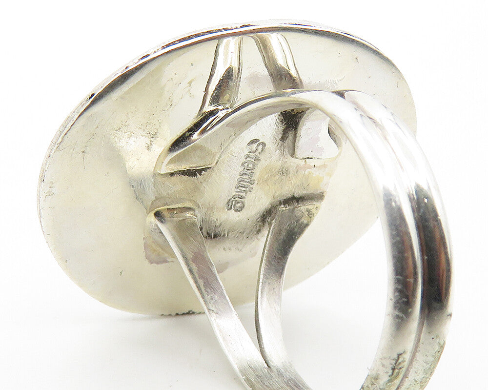 SYLVIA CHEE NAVAJO 925 Silver  Black Onyx Shiny Cocktail Ring Sz 7  RG17863